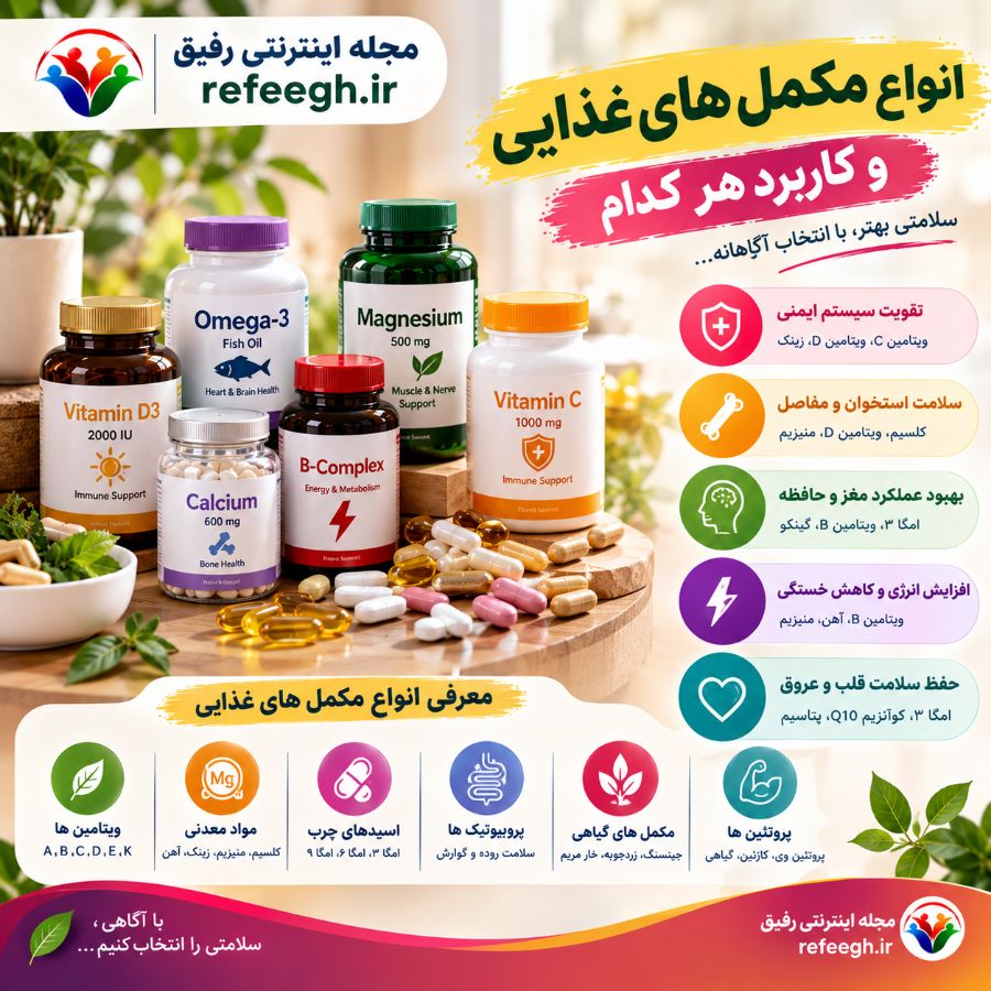 انواع مکمل های غذایی