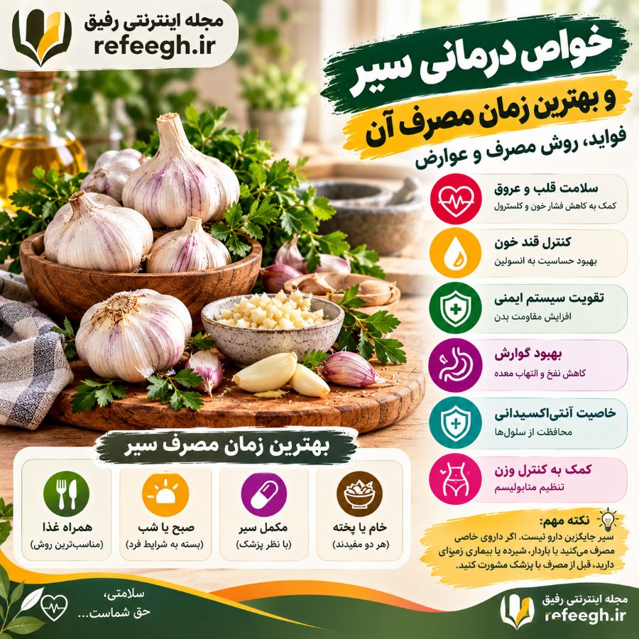 خواص درمانی سیر و بهترین زمان مصرف آن